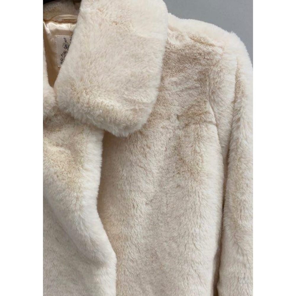 Altar'd State Faux Fur Coat Womens XS Ivory Cropped Plush Jacket Excellent - Picture 3 of 8
